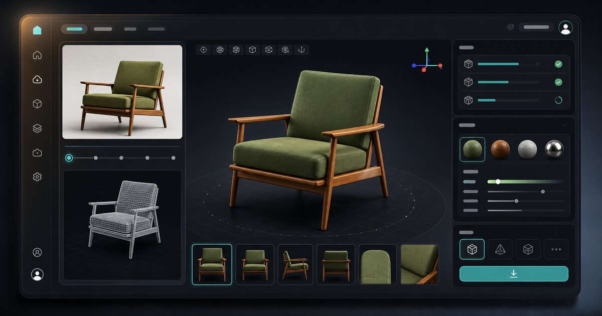 Photo3D image-to-GLB generation workspace preview